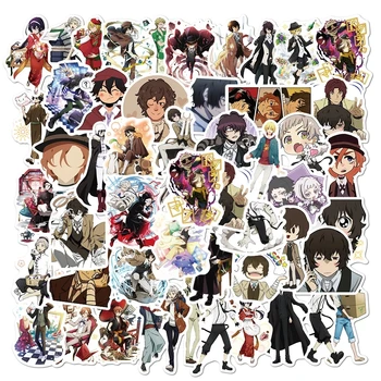 Bungo Stray Dogs 방수 애니메이션 스티커 팩, 귀여운 노트북 스킨 휴대폰 케이스 핸드북, 귀여운 포장, 50 개