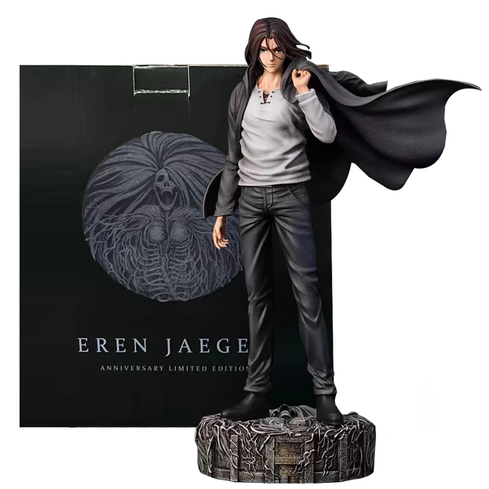 30CM Anime Figure Attack On Titan Eren Jaeger Figure Standing Suit Dress Up Interchangeable Head Model Toy Gift Action Figure