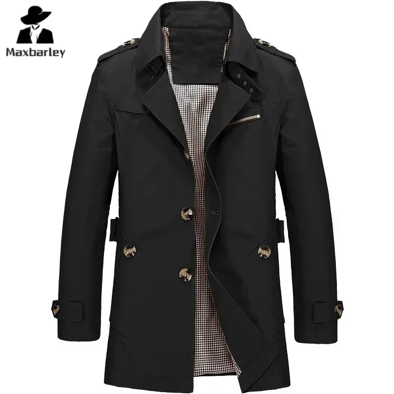 Abrigo de calle de moda para hombre, Chaqueta larga de negocios, rompevientos informal de algodón puro, Primavera, Otoño e Invierno