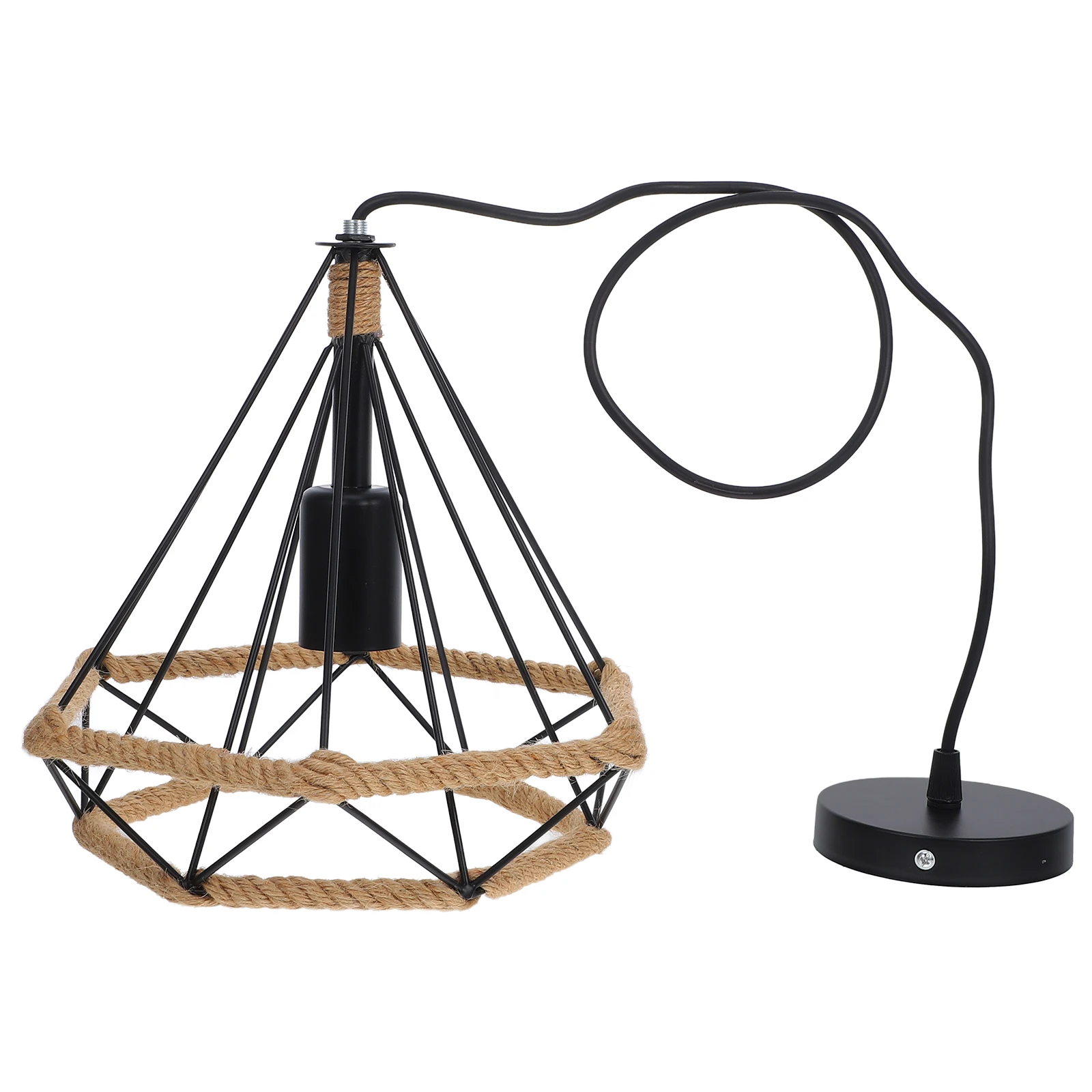 

Wrought Iron Rope Ceiling Lamp with Diamond Shape American Country Industrial Chandelier for Bedroom Restaurant Hotel Bar