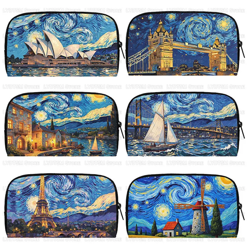 Van Gogh Landscape Wallet Sydney Opera House Women Men Purse ID Credit Lipstick Storage Money Coin Bag Phone Holder Long Wallets