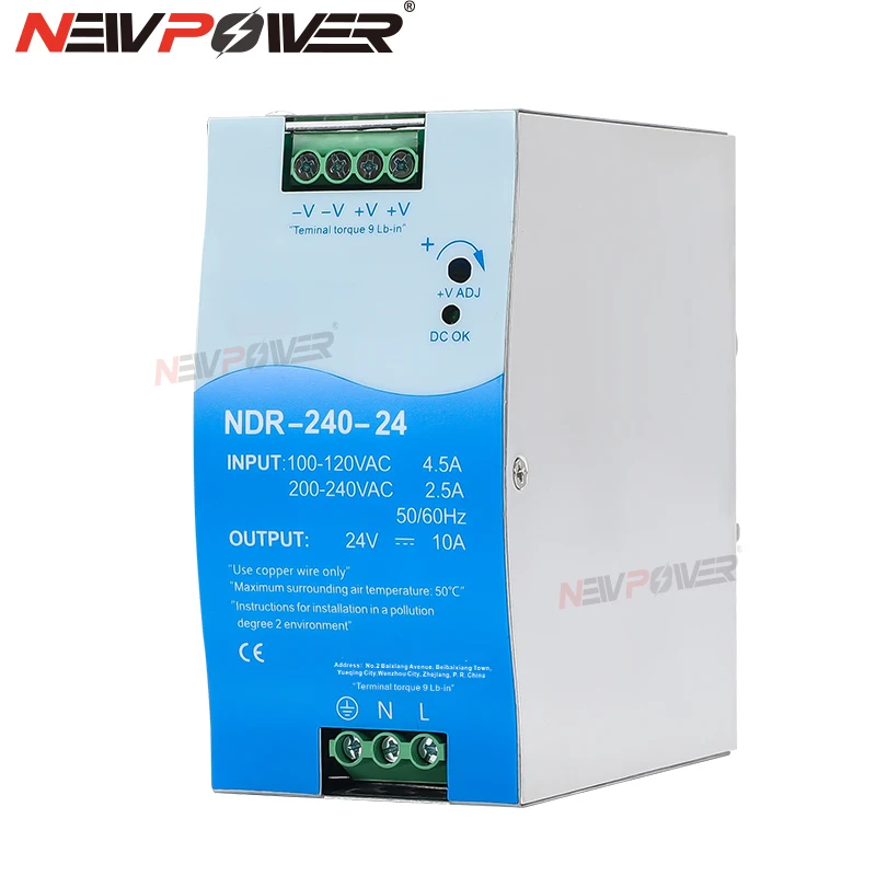 NDR-240 240W Ultra Thin DIN Rail Mounted 24V 10A 48V 5A For Industrial Control Drive Electric Cabinet Switch Power Supply