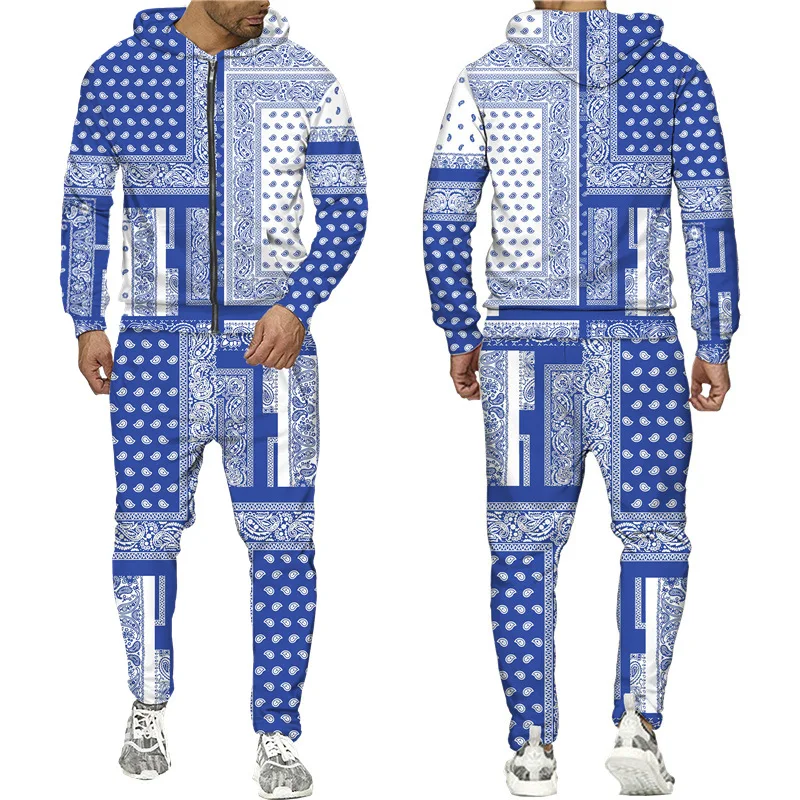 New 3D Printing Bandana Fashion Men Women Tracksuits Crewneck  ZipHoodies+pants Plus Size S-7XL Harajuku Coats Tracksuit Men