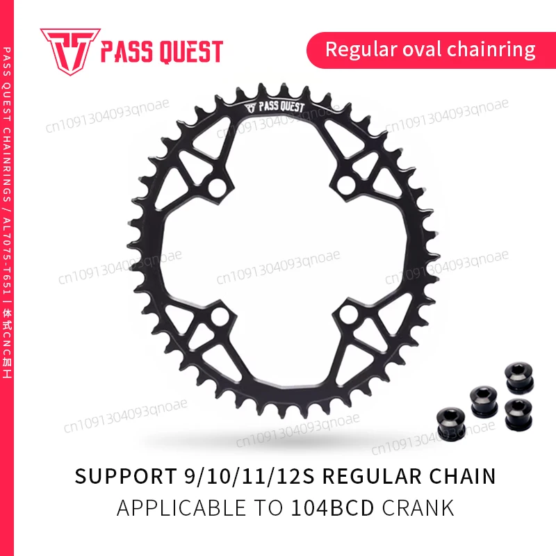 

PASS QUEST 104BCD Chain Wheel Oval Black Red Narrow Wide Tooth Single Disk Power Meter Chainring For XT780 610 SLX