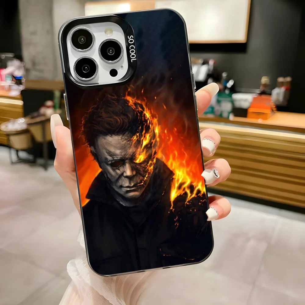 H-Halloween Michael Myers Phone Case For iPhone 16,15,14,13,12,11,Pro,Max,Plus,Mini,XS,SE Anti Fall Black Matte Hard Bumper - Image 3