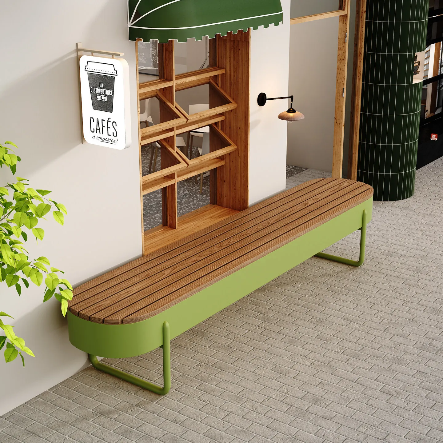 Outdoor milk tea shop, cafe, dessert shop, wrought iron card seat, stool, shop square, municipal exterior pendulum leisure long