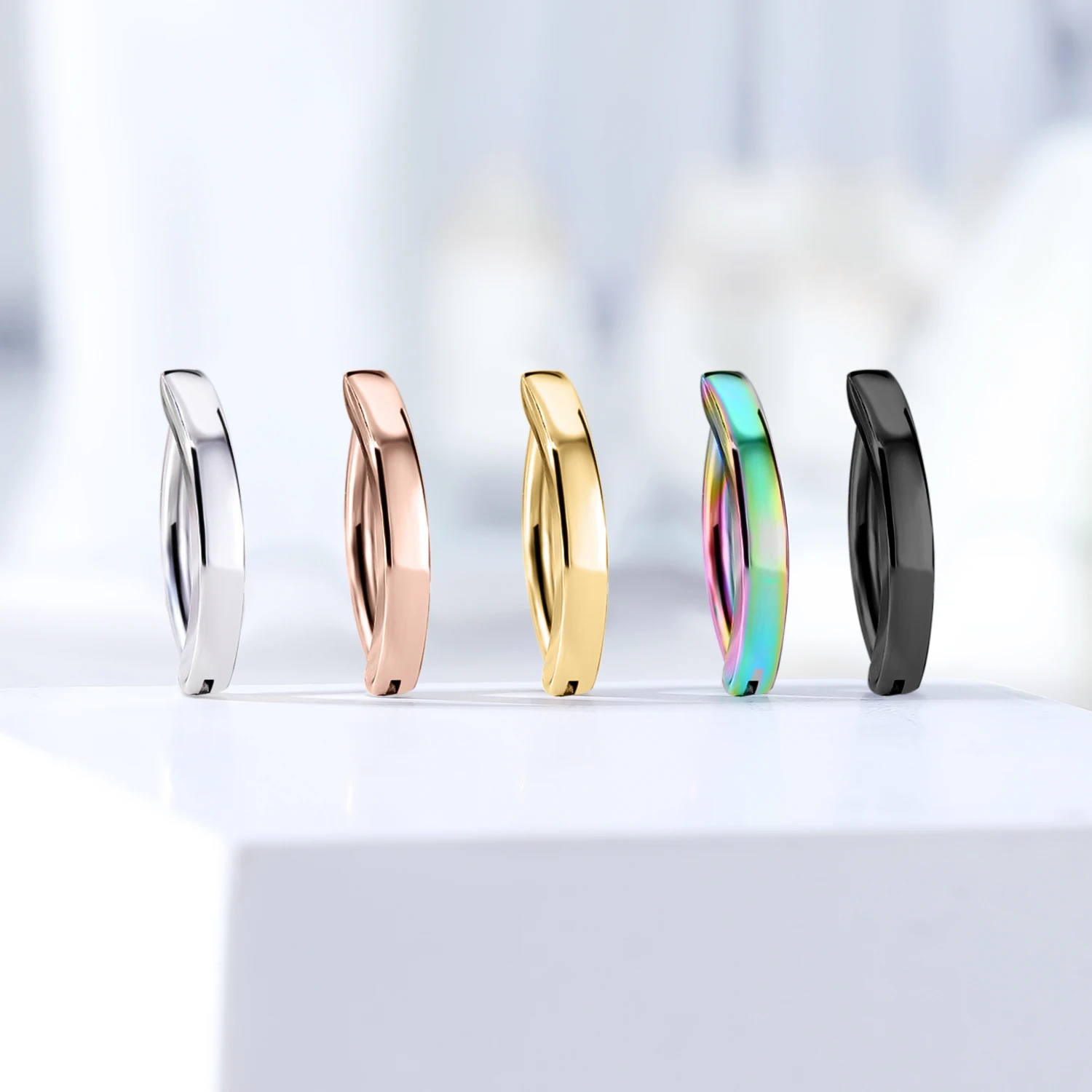 AOEDEJ 14/16G 1PC kolczyk do pępka ze stali nierdzewnej proste pępka Piercing Clicker złoty kolor brzana Piercing ciała biżuteria