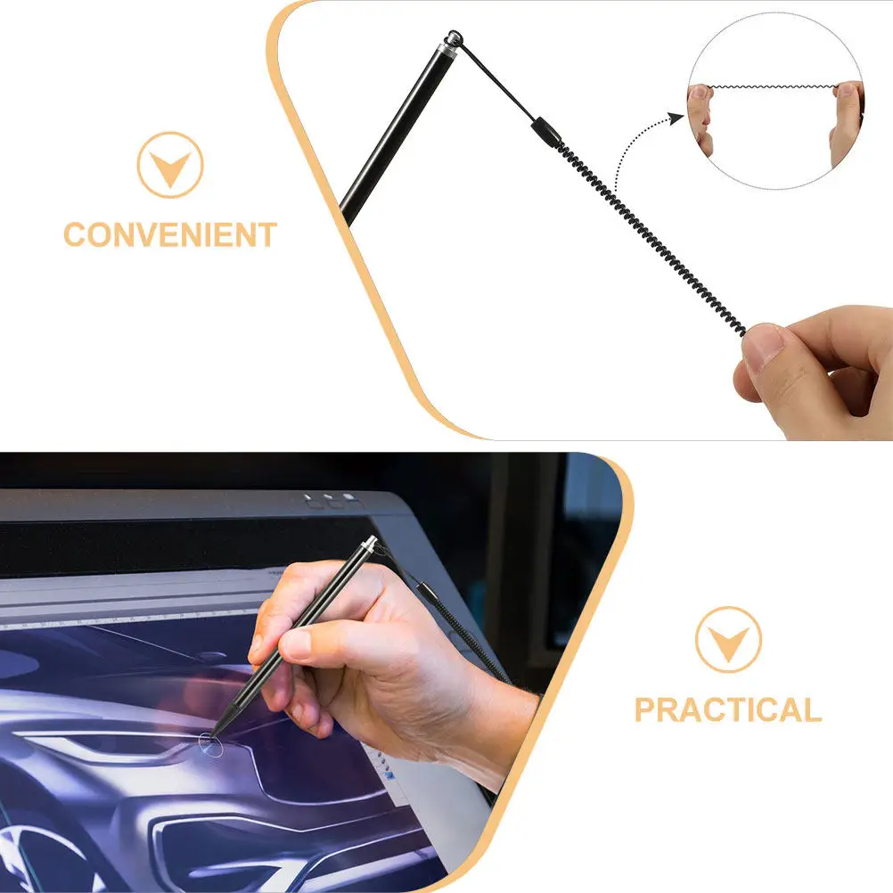 6Pcs Precision Resistive Stylus Pens Metal Build Tether Lanyard Compatible with Tablet Touchscreen Laptop Stylus for Drawing
