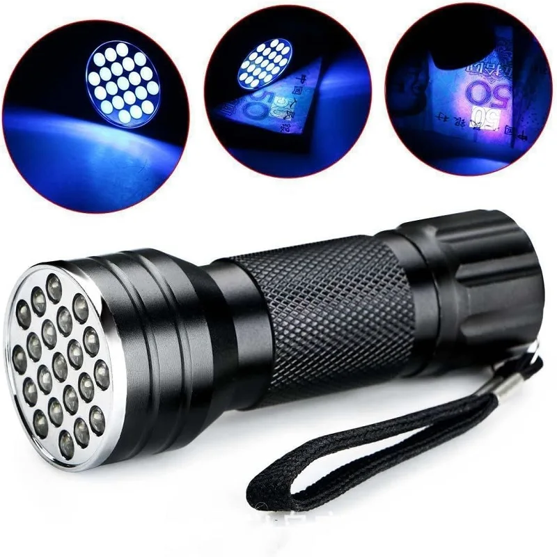 AODTOSIP 3PC 21 LED 395NM UV Flashlight Handheld Ultraviolet Black Light Torch For Pet Urine Stains Black Light UV Lamp