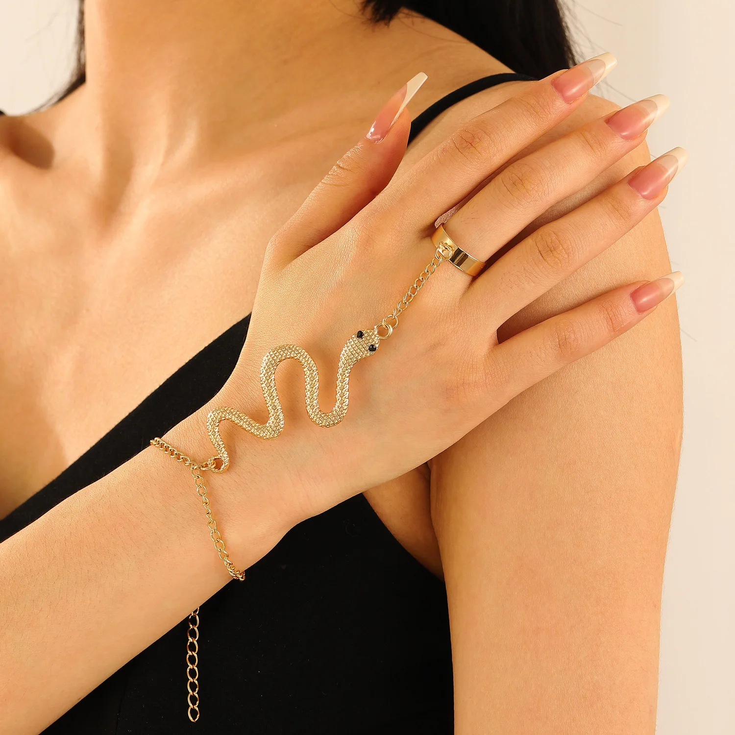 

Fashion Snake Bracelet Ring One-Piece 1pc Metal Men's And Women's Jewelry Holiday Gifts Personalized Decorative Accessories 2024