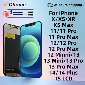 Wybór jakości AAA dla iphone 11 Wyświetlacz LCD 11 12 13 Pro Max Ekran dotykowy dla iphone 13 Mini 14 14 Plus 15 Plus LCD Par
