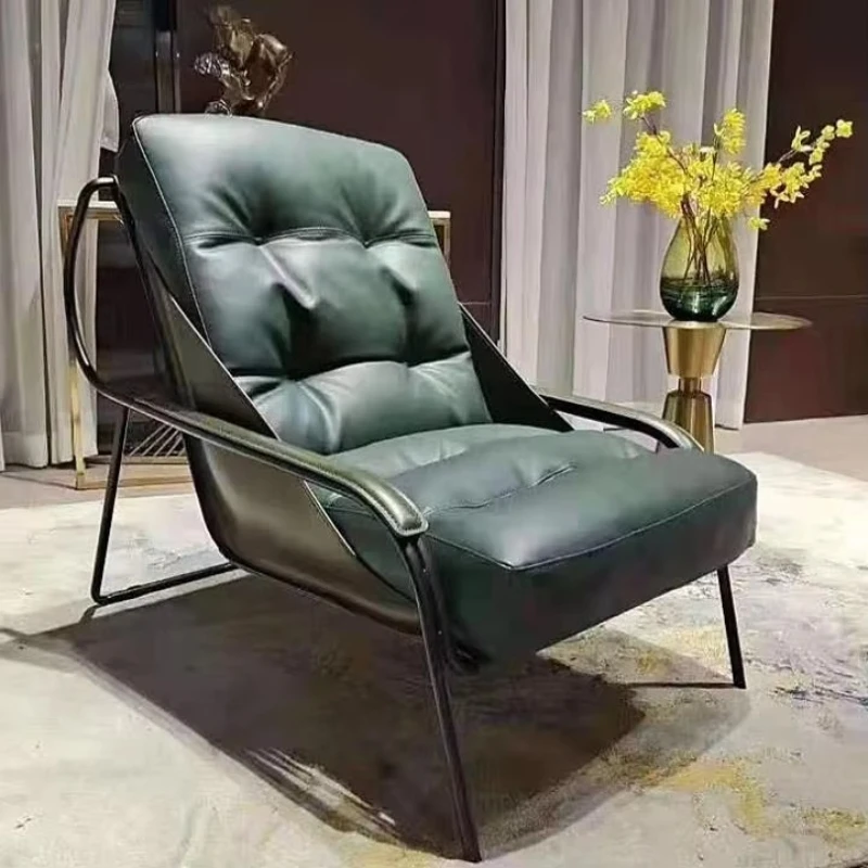 

Designer single sofa chair lazy lounge chair living room creative tiger chair leather Italian light luxury