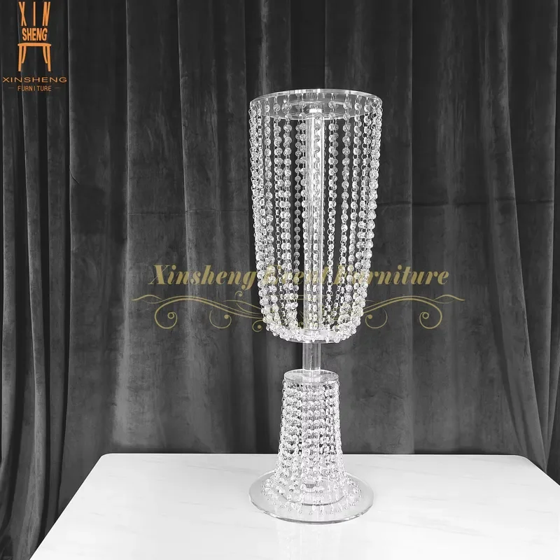 Luxury Crystal Flower Stand Modern Centerpiece for Wedding Party Catering Event Table Decoration Elegant Glass Floral Display