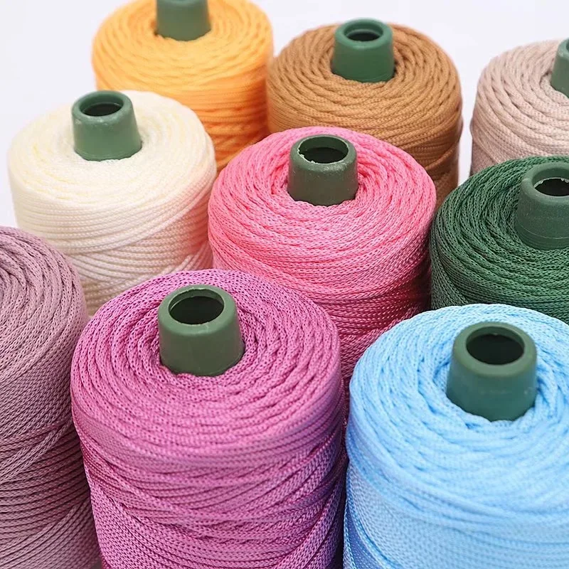 Cavo di cotone colorato da 3 mm Corda intrecciata intrecciata Filo cavo Artigianato decorativo Borsa fatta a mano fai-da-te Accessori per cintura