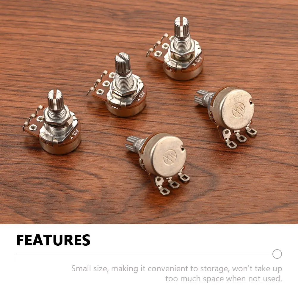 

5Pcs Electric Guitar Potentiometers Metal Replacement Compact Size Guitar Modification Parts Accessories Metal Potentiometer