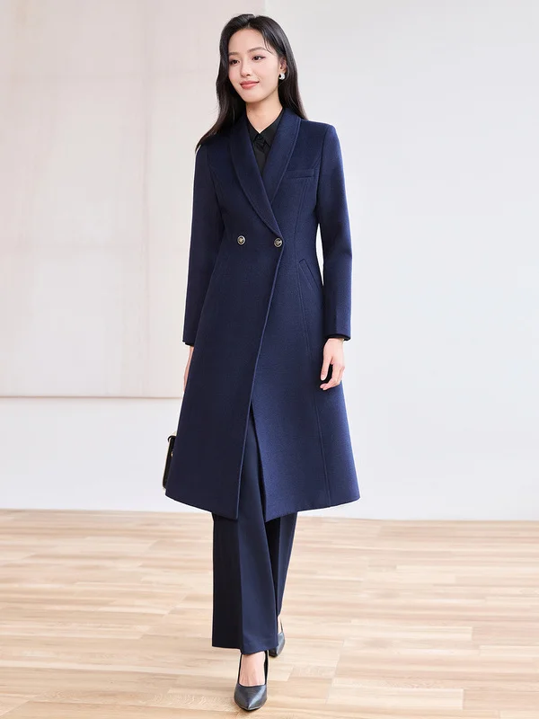 Thickened Cotton Winter Coat Women's Fashionable Simple Personality Commute Professional Woolen Coat Medium-Length Jacket
