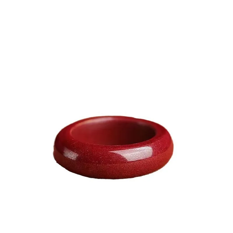 Cinnabar Ring, Purple Gold Sand Plain Circle, Male and Female Natal Year, Red Ring, Ring Ring