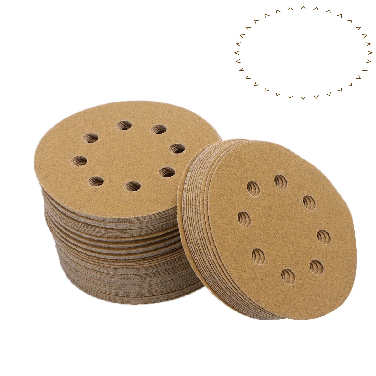 

100Pcs Hook and Loop Sanding Discs 5 Inch 120 Grit 8 Hole Circular Sandpaper Pad Anti Clogging Coating for Industrial