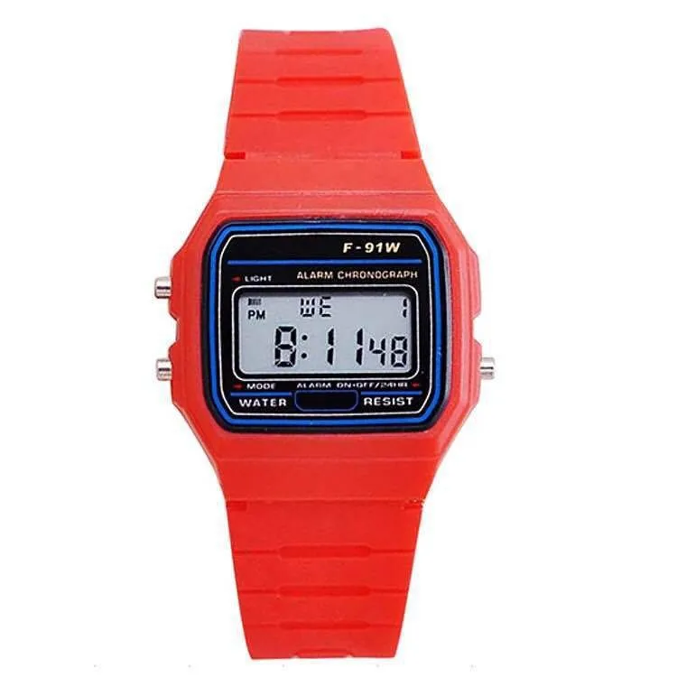 Reloj Digital cuadrado multifunción para mujer, reloj de lujo de marca superior, Harajuku, silicona WR F91W, LED, electrónico, resistente al agua