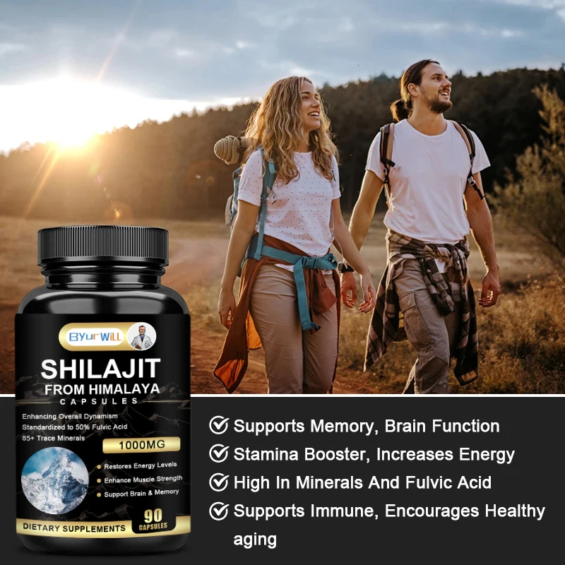 ByurWill Himalaya Original Shilajit Capsules Rich Trace Minerals & 50% Fulvic Acid Support Immunity, Muscle & Endurance, Energy