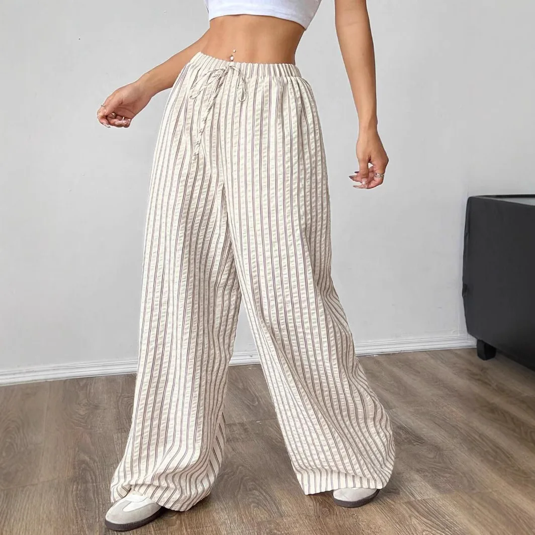 2026 New Product Commuting Simple Contrasting Color Texture Design Pocket Waist Versatile Temperament Pleated Casual Pants