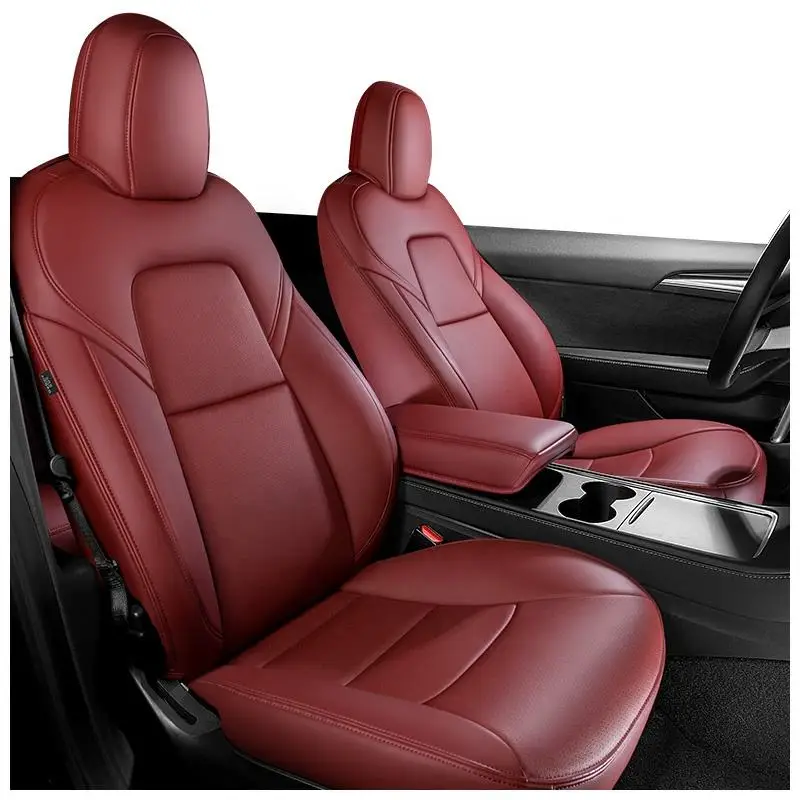 

2022 tesla model y seat cover Nappa Leather Car Seat Covers Fully Wrapped Seat Protector Fit for Tesla Model 3