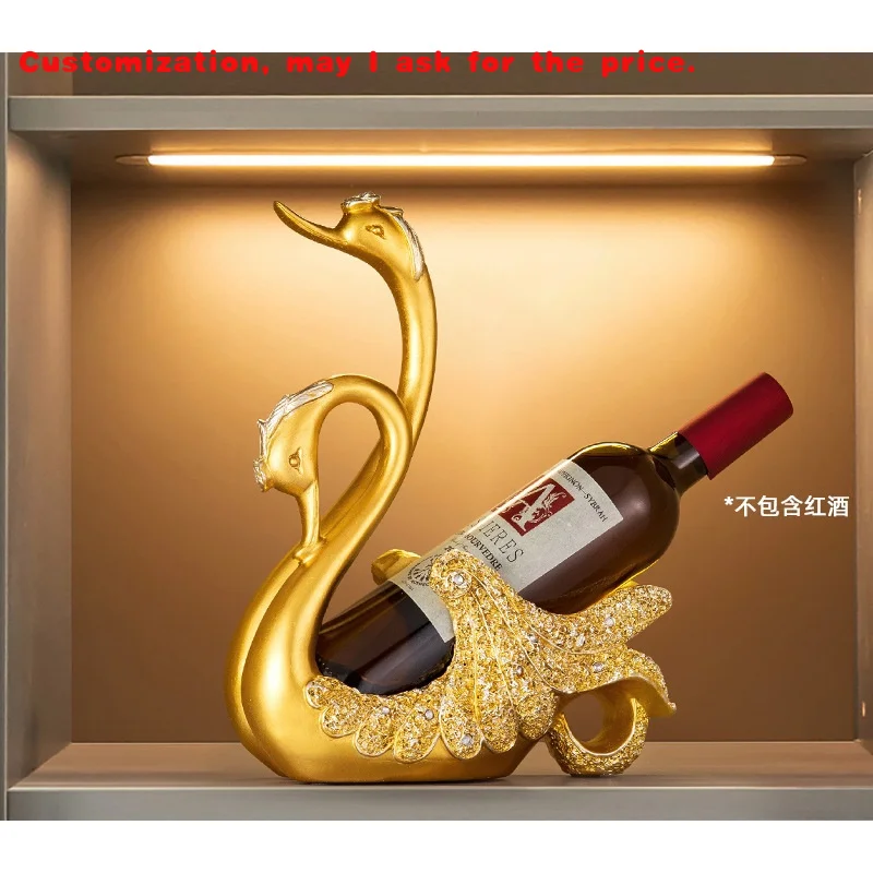 

custom.K&B New Design European Luxury Swan Wine Rack Home Decoration Ornaments Sale