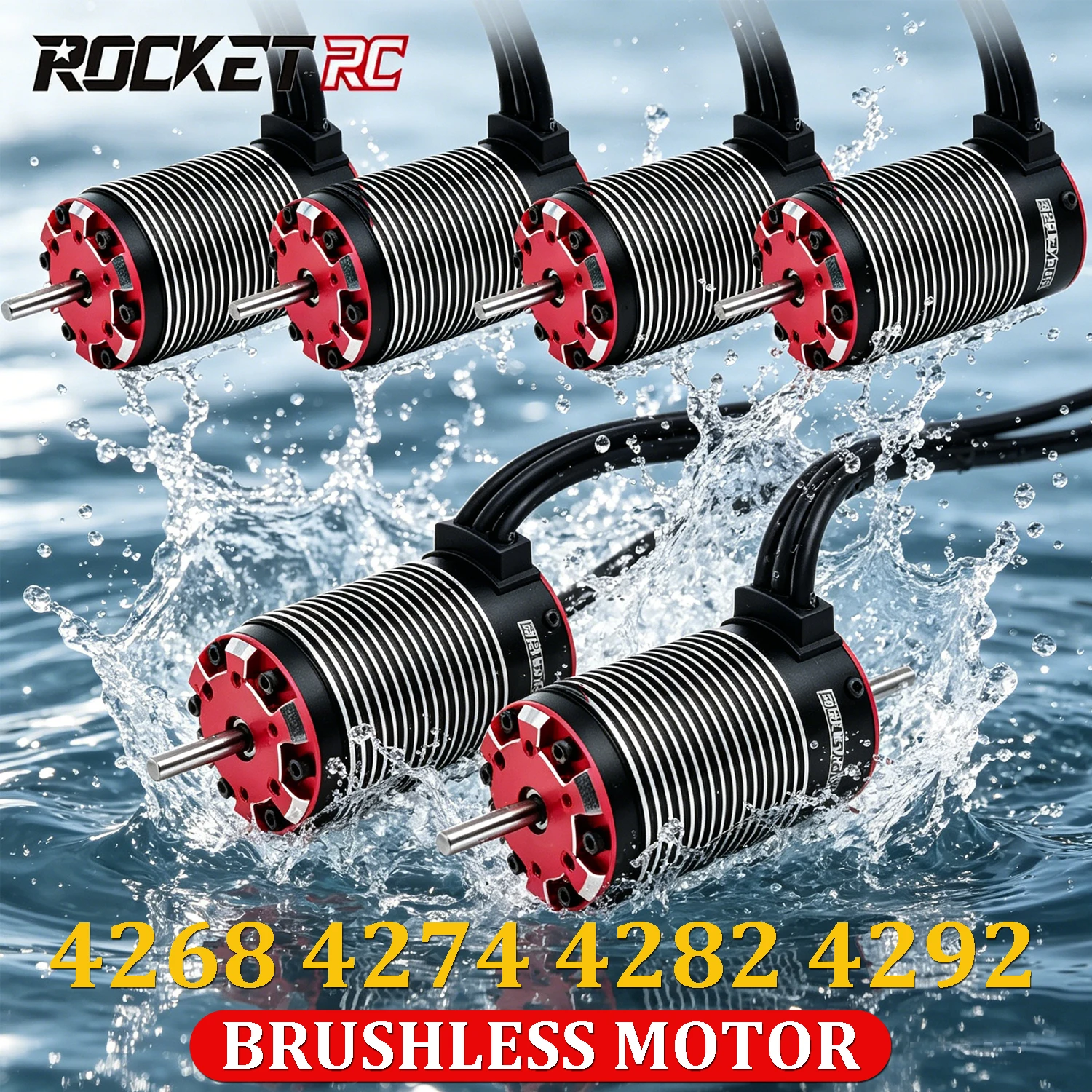 

Rocket-RC Supersonic V2 4268 4274 4282 4292 Brushless Motor Waterproof 4-Poles for 1/7 1/8 Traxxas Wltoys HSP RC Off-Road Car