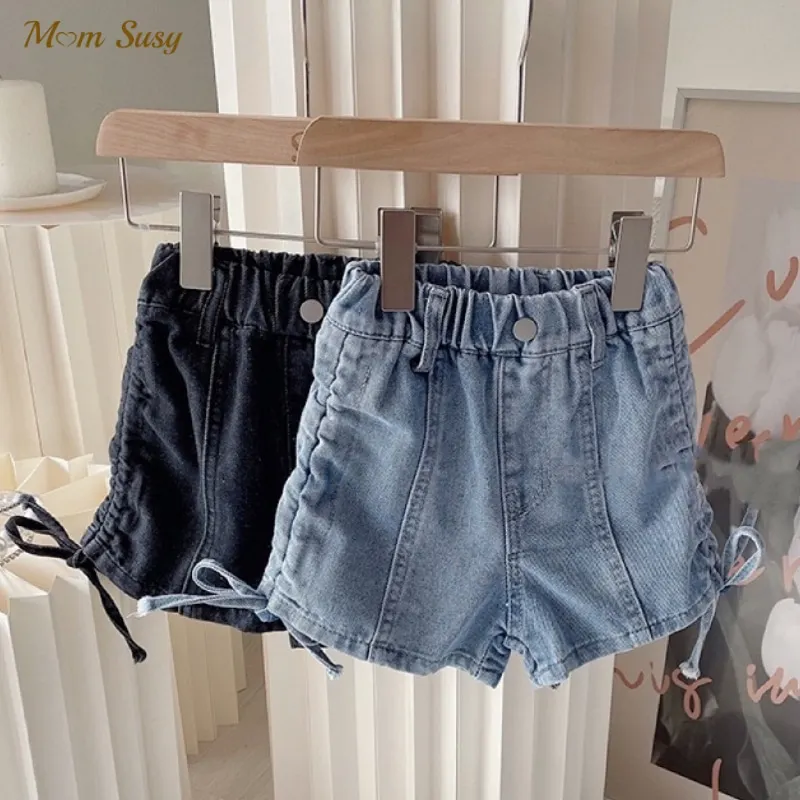 Fashion Baby Girl Casual Jean Shorts String Drawing Infant Toddler Child Denim Scanties Trousers Summer Baby Clothes 1-10Y