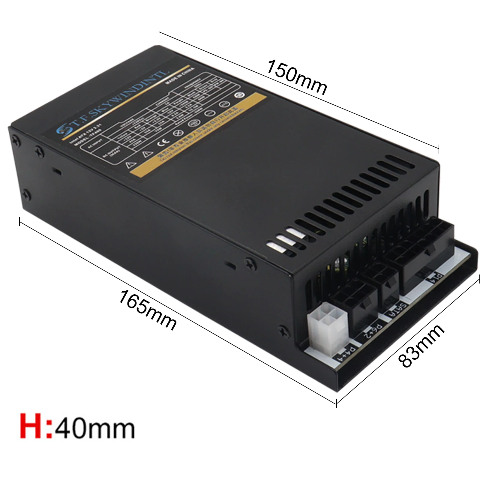 500W Mini ITX Power Supply Full Modular, 100-240V Wide Voltage, APFC Active PFC, Small 1U PSU for NAS/POS/HTPC - view 2