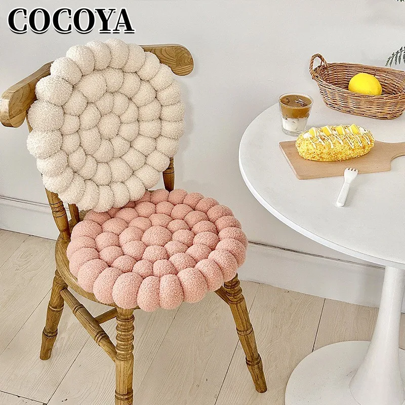 

Handmade Woven Circular Throw Pillows Faux Lamb Down Tatami Futon Floor Cushion Nordic Style Sofa Office Chair Cushions Decor