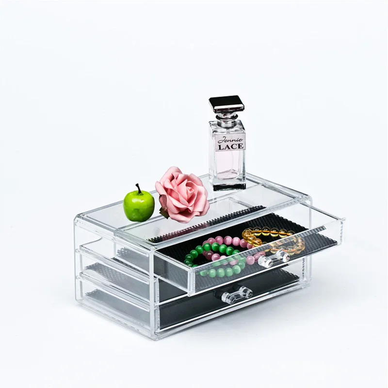 Clear Acrylic Makeup Organizer Cosmetic Drawer Storage Box Dust-proof Lipstick Holder Perfume Organizer Desktop Jewelry Box