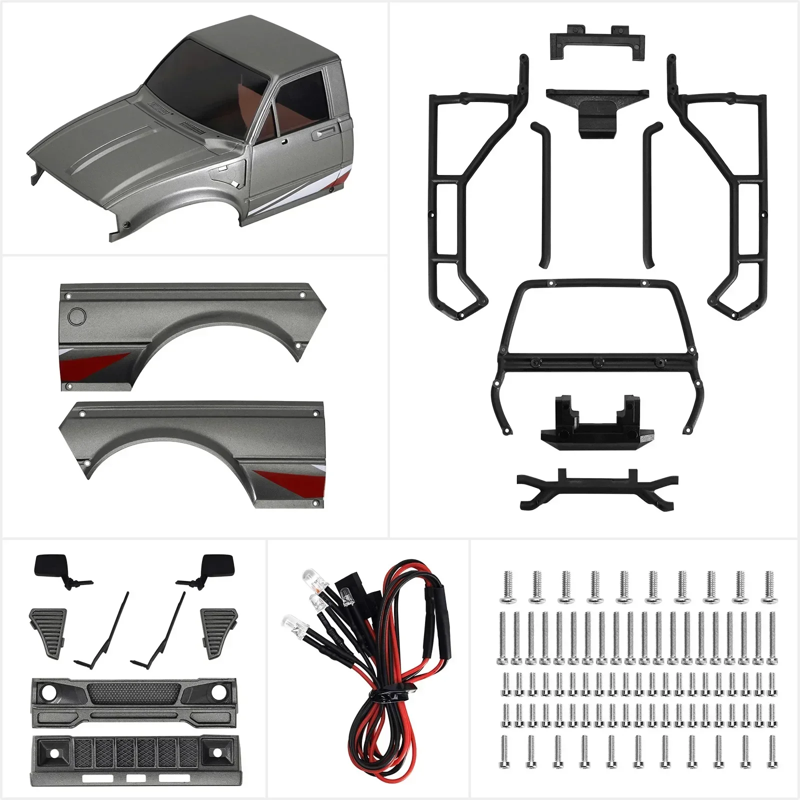 IR60 Hard Body Shell Pickup with Bed Rack for 1/18 RC Crawler TRX4M Defender Bronco