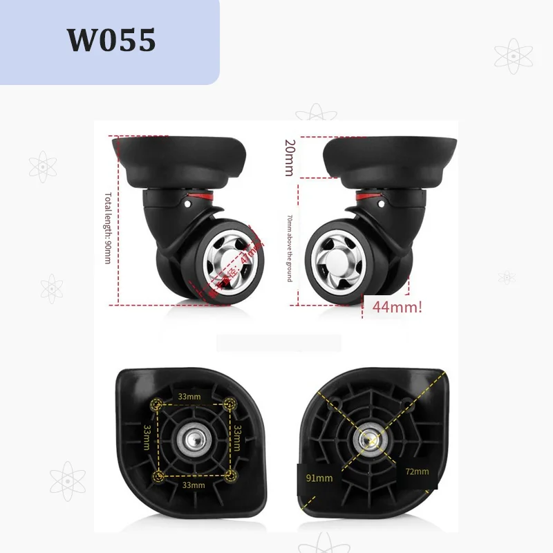 For W055  Luggage Replacement Wheel Set - Universal Castor Fittings Heavy-Duty Swivel Castors for Smooth Movement