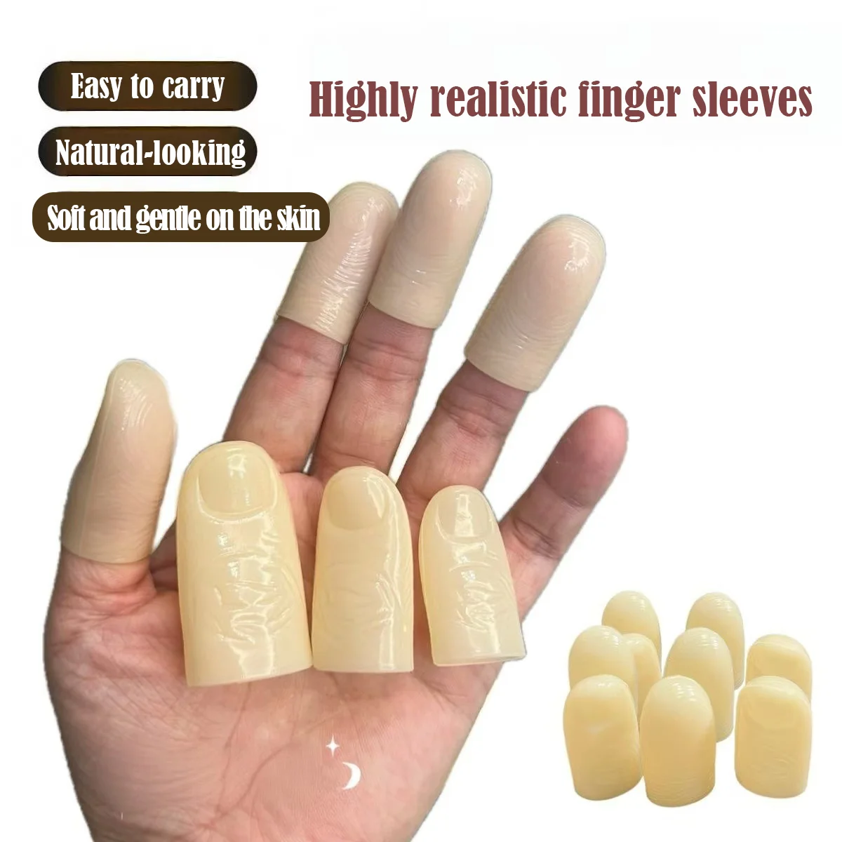5/10pc Fake Finger Thumb Soft Silicone Simulation Finger Set Disappearing Silk Street Magician Props Protective Finger Set