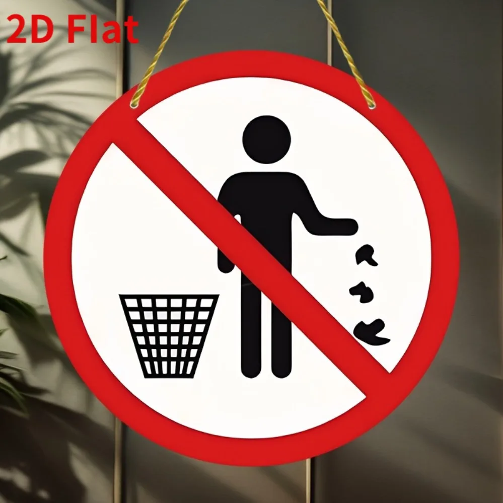 2D Metal Sign, Round Metal Wall Art Warning Sign, Office Mall Motel Decor Gift, 20x20cm 8x8 Inch