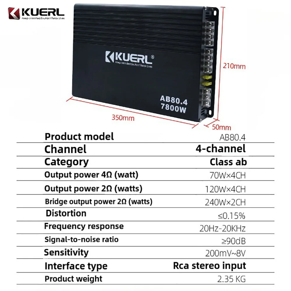 Car Audio Modified Audio Power Amplifier, 12v High Power 4CH Class AB, Car Subwoofer Speaker Amplifier, Driver