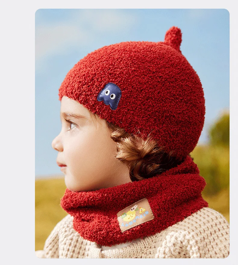 

2Pcs Lemonkid Fashion Kids Winter Autumn Hat Neck Scarf Set Knitted Warm Scarf Cap Protection Children Beanie Cap