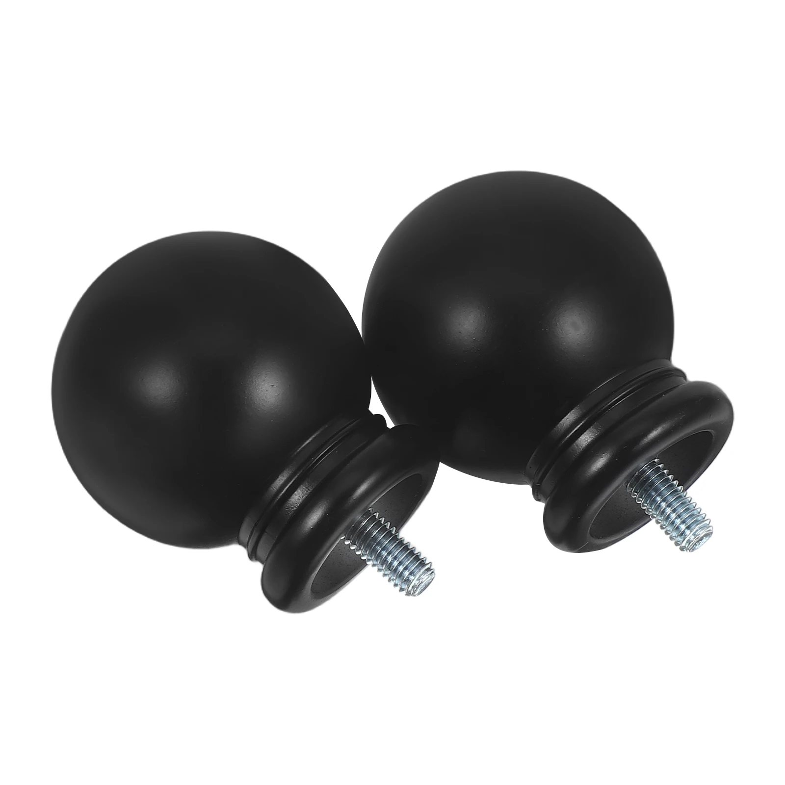 

2 Pcs Window Curtains Rod Head Holders End Cap Decoration Caps Finial Black Final