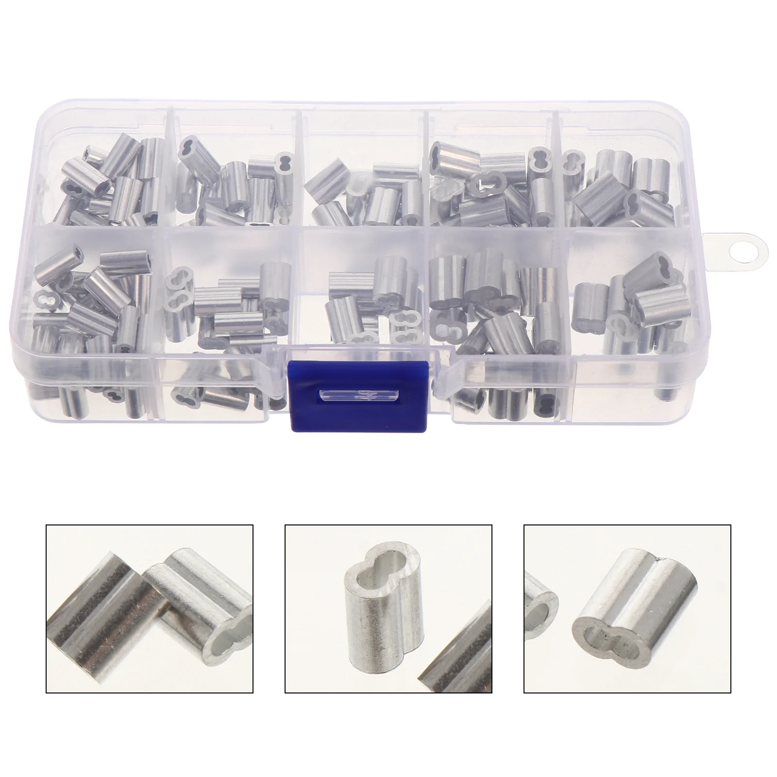 

150 Pcs 8-shaped Aluminum Sleeve Double Oval Connector Crimping Loop Sleeves Kit Hardwares for Wire Fishing Line Accessories