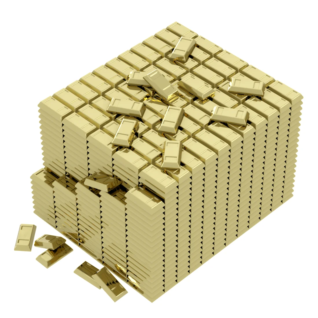 Gold Ingot Money MOC Building Blocks Toys Kids Collection Souvenir Gift Pretend Play Decoration Boy Gift