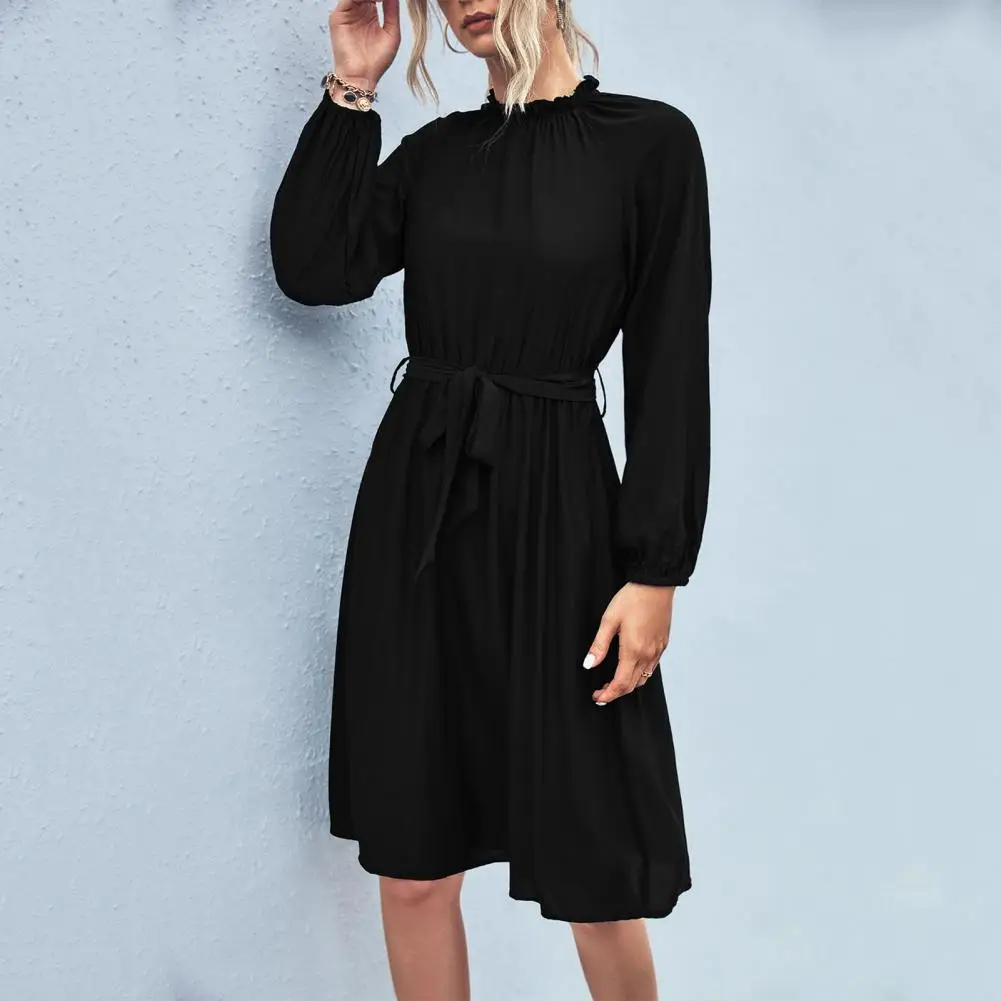 

Regular Fit Dress Stylish Women's Cocktail Party Dress Soft Breathable Non-fading Short Formal Dress with Long Sleeves All-match