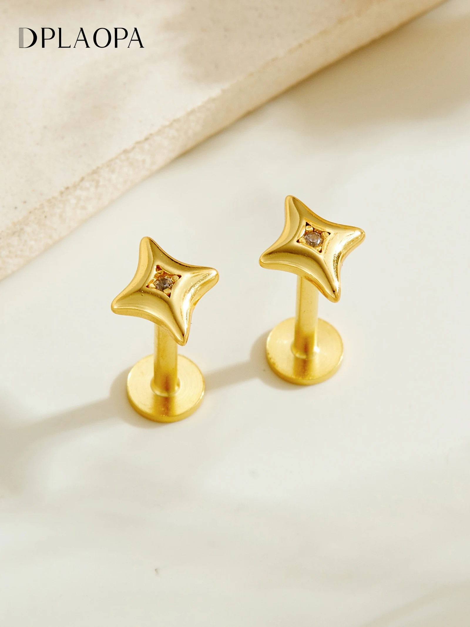 

DPLAOPA 925 Sterling Silver Star CZ Flat Back Stud Earrings for Women Simple Starburst Zircon Piercing Delicate Jewelry Gift