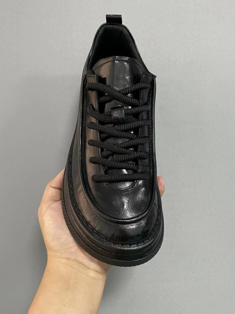 

High Quality Casual Men's Shoes Comfortable Pure Leather Fashionable Trendy Flat Heel Rubber Sole round Toe Business Casual