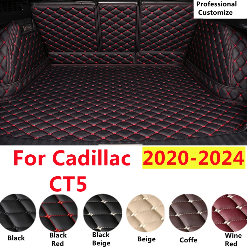 

SJ Full Set Custom Fit For Cadillac CT5 2024 2023-2020 Auto Fittings Car Trunk Mat Tail Boot Tray Liner Rear Cargo XPE Leather