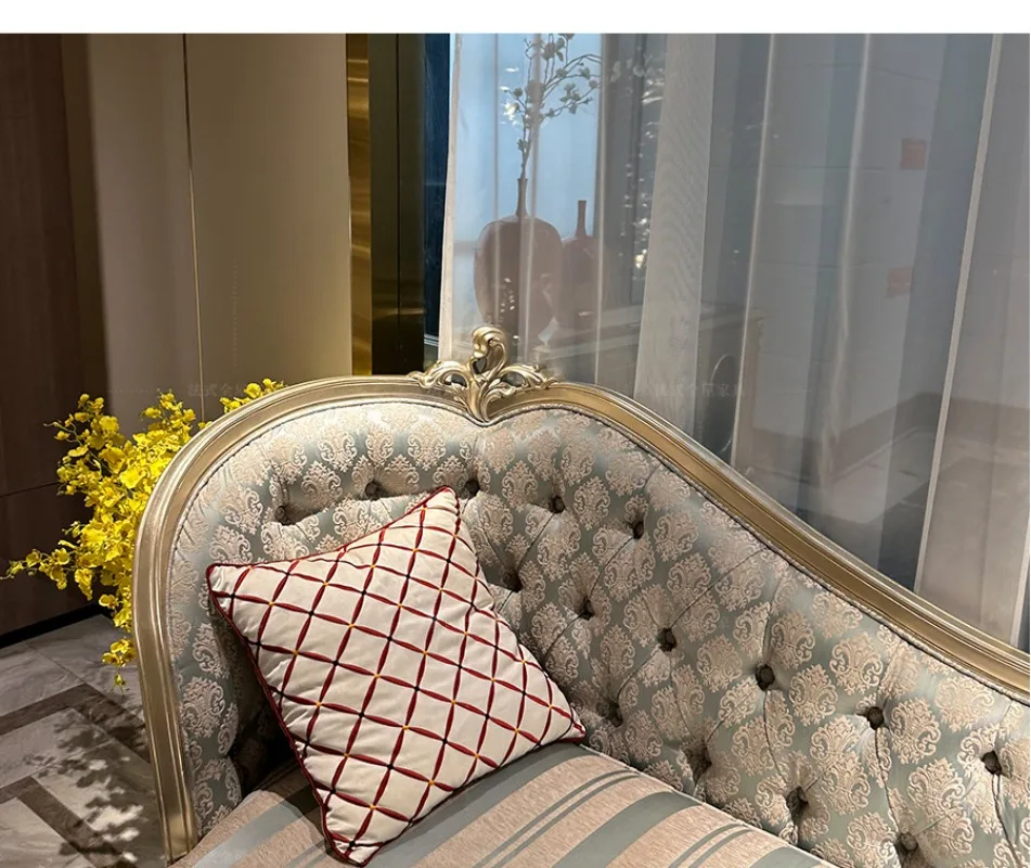 Master bedroom foot stool European neoclassical solid wood high-end chaise longue