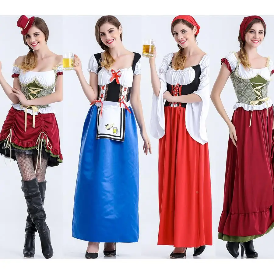 زي مهرجان البيرة لحفلات الهالوين والحانات، زي راقصة ومكياج للعروض، زي خادمة تقليدي للنساء للعروض المسرحية #1