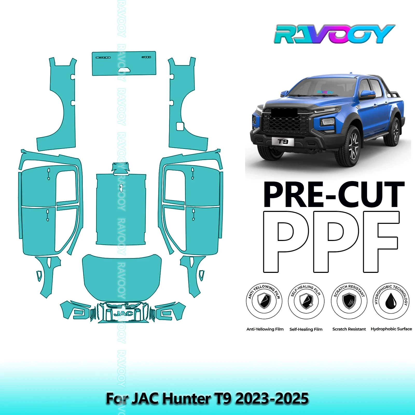 

Full Vehicle Clear Bra Precut PPF Paint Protection Film For JAC Hunter T9 2023-2025