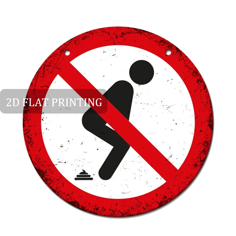 2D Flaches Vintage Metallschild 8x8 Zoll Lustiges 'Kein Urinieren' Toiletten-Warnschild Badezimmer-Wanddekoration für Bar Café Restaurant Humor-Plakette