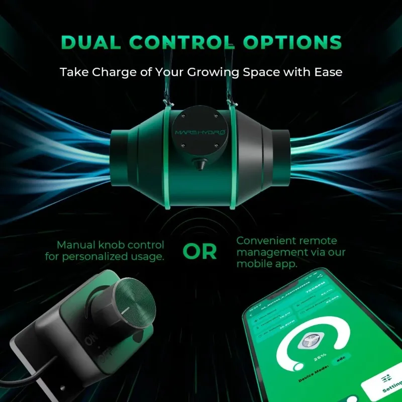 Ventilador canalizado em linha silencioso inteligente de 4 polegadas e kit de ventilação combinada com filtro de carbono